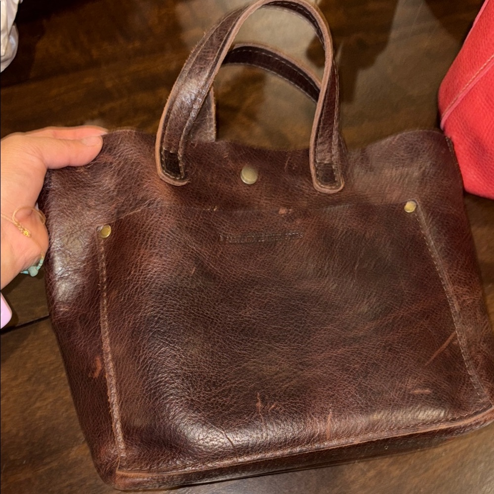 Portland Leather Brown Mini Bag with Vintage Patina